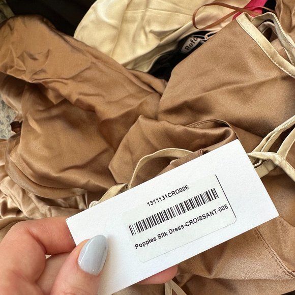 NWT Reformation Poppies Silk Cut-out Maxi Slip Dress 6 Croissant Deep - Picture 3 of 10